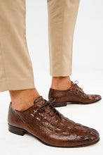 Load image into Gallery viewer, The Randor Brown Crocodile Leather Oxford Men Shoe
