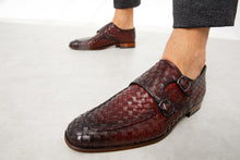 Load image into Gallery viewer, The Turan Burgundy Woven Double Monk Strap Dress Men  Shoe