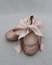 Load image into Gallery viewer, Rock Glitter Ballet Flats with Satin Ankle Strap