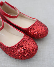Load image into Gallery viewer, Rock Glitter Ballet Flats with Velcro Ankle Strap