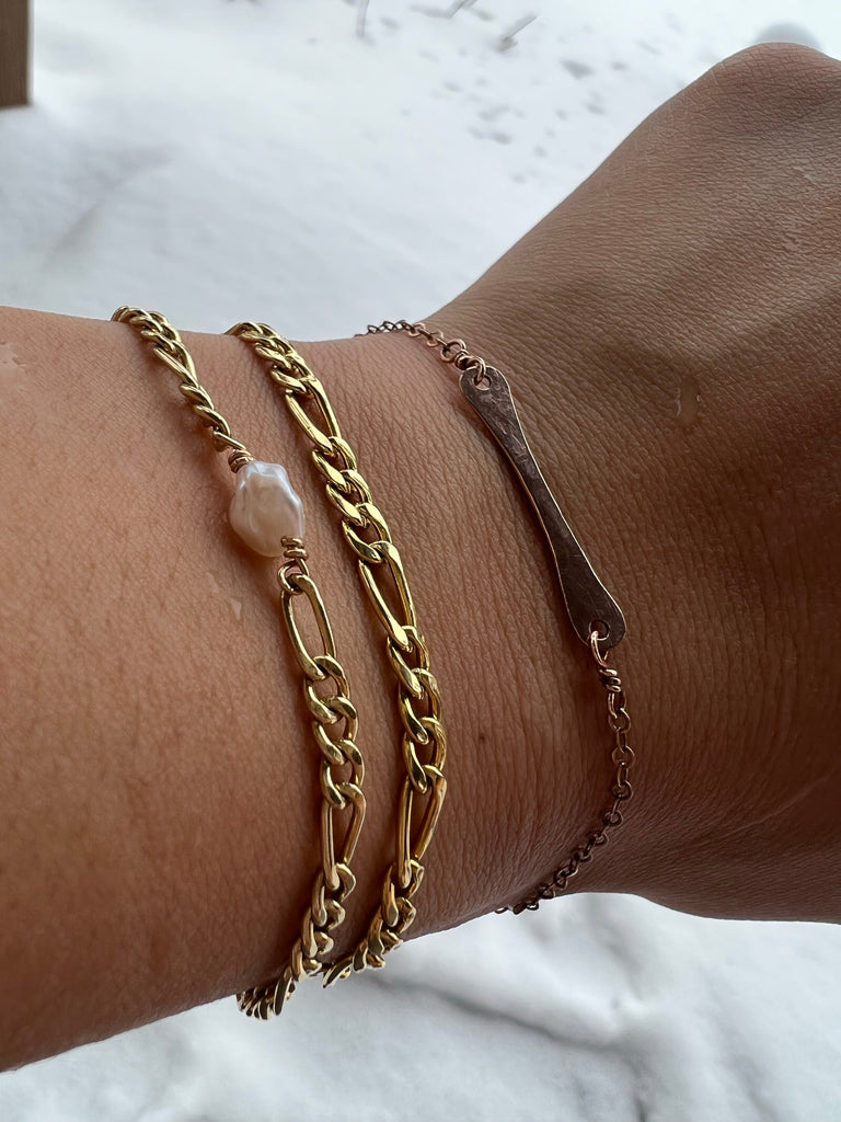 Keshi Pearl Figaro Chain bracelet