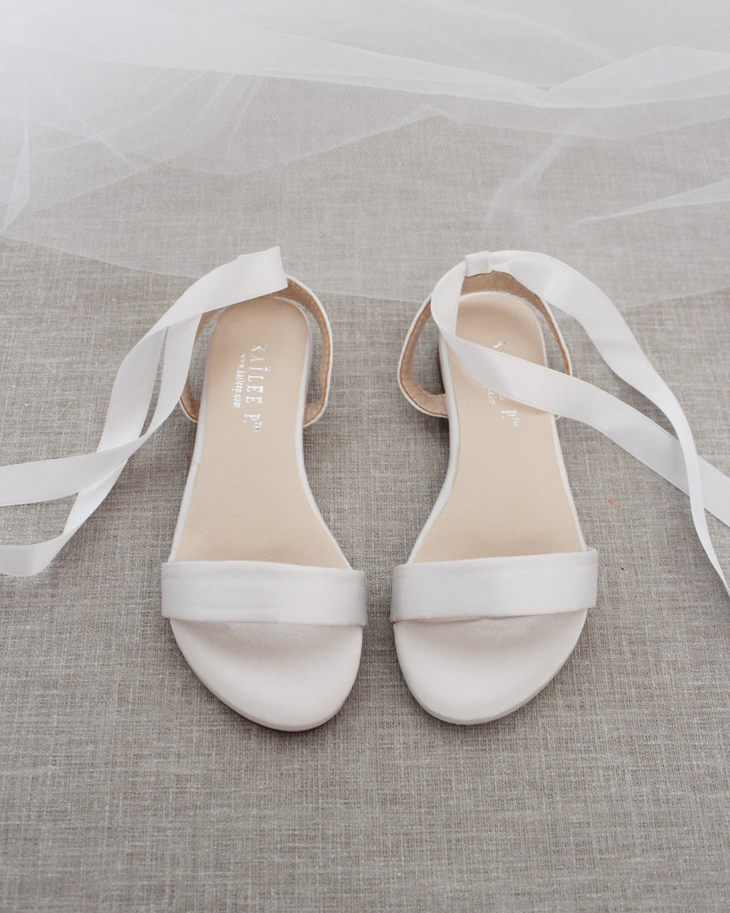 Girls Satin Flat Sandal with Ballerina Lace Up