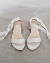 Load image into Gallery viewer, Girls Satin Flat Sandal with Ballerina Lace Up