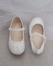 Load image into Gallery viewer, Satin Maryjane Flats With Rhinestones Embellishment