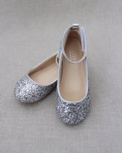 Load image into Gallery viewer, Rock Glitter Ballet Flats With Velcro Ankle Strap
