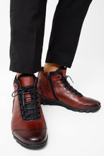 Load image into Gallery viewer, The Houston Leather Burgundy Lace-Up Casual Men Boot with a Zipper