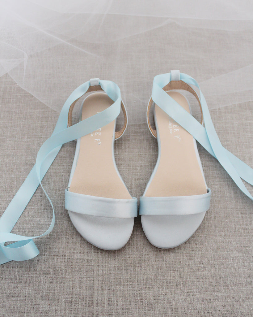 Girls Satin Flat Sandal with Ballerina Lace Up