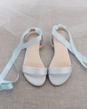 Load image into Gallery viewer, Girls Satin Flat Sandal with Ballerina Lace Up