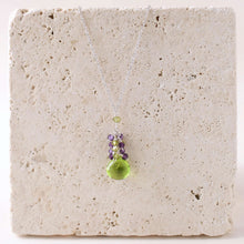 Load image into Gallery viewer, Peridot Quartz Raindrop Cluster Necklace