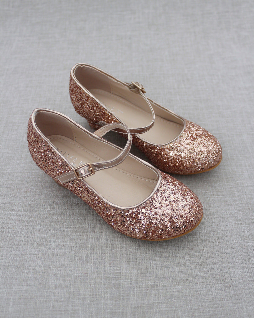 Rock Glitter Mary Jane with Glitter Heels for Girls
