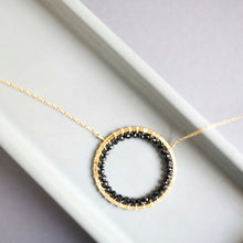 Load image into Gallery viewer, Black Spinel Halo Necklace