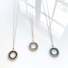 Load image into Gallery viewer, Black Spinel Halo Mini Sliver Pendant
