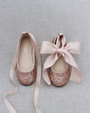Load image into Gallery viewer, Rock Glitter Ballet Flats with Satin Ankle Strap