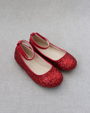 Load image into Gallery viewer, Rock Glitter Ballet Flats with Velcro Ankle Strap
