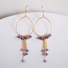 Load image into Gallery viewer, Amethyst Gold Mini Swing Hoop Earrings