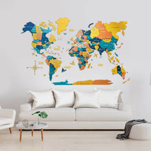 Load image into Gallery viewer, 3D Luminous Colored Wooden World Map Indie