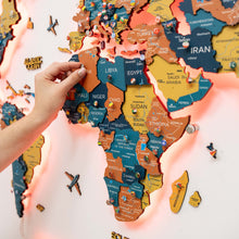 Load image into Gallery viewer, 3D LED / LUMINOUS Wooden World Map 3.0 Indie