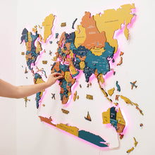 Load image into Gallery viewer, 3D LED / LUMINOUS Wooden World Map 3.0 Indie