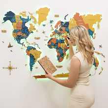Load image into Gallery viewer, 3D LED / LUMINOUS Wooden World Map 3.0 Indie