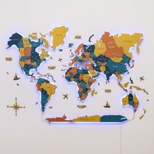 Load image into Gallery viewer, 3D LED / LUMINOUS Wooden World Map 3.0 Indie