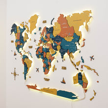 Load image into Gallery viewer, 3D LED / LUMINOUS Wooden World Map 3.0 Indie