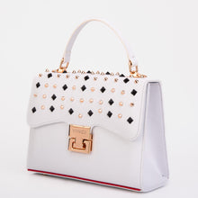 Load image into Gallery viewer, The Infanta White Spike Leather Handbag