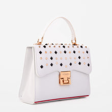 Load image into Gallery viewer, The Infanta White Spike Leather Handbag