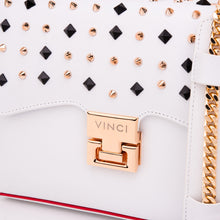 Load image into Gallery viewer, The Infanta White Spike Leather Handbag