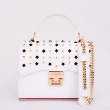 Load image into Gallery viewer, The Infanta White Spike Leather Handbag