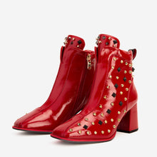 Load image into Gallery viewer, The Infanta Red Leather Block Heel Women Boot