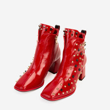 Load image into Gallery viewer, The Infanta Red Leather Block Heel Women Boot