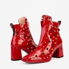 Load image into Gallery viewer, The Infanta Red Leather Block Heel Women Boot