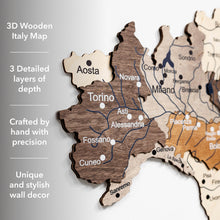 Load image into Gallery viewer, Wooden Map of Italy – Multicolor