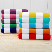Load image into Gallery viewer, Cotton Velour Cabana Stripe Beach Towel - Novia Collection