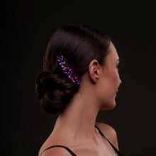 Load image into Gallery viewer, Iridescent Purple Crystal 2-Piece Hair Comb Set