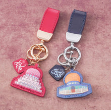 Load image into Gallery viewer, Islamic Leather Keychain with Arabic Calligraphy &amp; Mosque Pendant Sheepskin Keychain (MAC284)