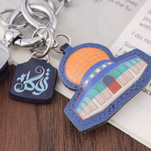 Load image into Gallery viewer, Islamic Leather Keychain with Arabic Calligraphy &amp; Mosque Pendant Sheepskin Keychain (MAC284)