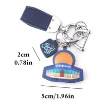 Load image into Gallery viewer, Islamic Leather Keychain with Arabic Calligraphy &amp; Mosque Pendant Sheepskin Keychain (MAC284)