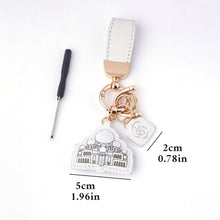 Load image into Gallery viewer, Islamic Leather Keychain with Arabic Calligraphy &amp; Mosque Pendant Sheepskin Keychain (MAC284)