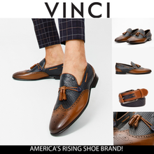 Load image into Gallery viewer, The Istanbul Tan &amp; Navy Blue Leather Tassel Loafer Men Shoe