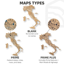 Load image into Gallery viewer, Wooden Map of Italy – Gold