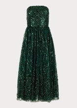 Load image into Gallery viewer, Elphie Strapless Sequin Corset Midi Dress - Green