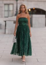 Load image into Gallery viewer, Elphie Strapless Sequin Corset Midi Dress - Green