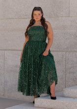 Load image into Gallery viewer, Elphie Strapless Sequin Corset Midi Dress - Green