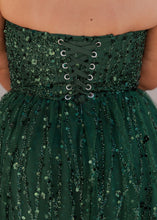 Load image into Gallery viewer, Elphie Strapless Sequin Corset Midi Dress - Green