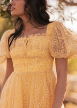 Load image into Gallery viewer, Everbloom Puff Sleeve Midi Dress in Yellow
