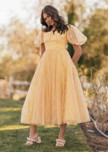 Load image into Gallery viewer, Everbloom Puff Sleeve Midi Dress in Yellow