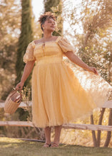 Load image into Gallery viewer, Everbloom Puff Sleeve Midi Dress in Yellow
