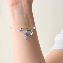 Load image into Gallery viewer, 'Joy' Hummingbird Duo Charm Bangle Bracelet