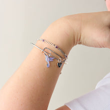 Load image into Gallery viewer, 'Joy' Hummingbird Duo Charm Bangle Bracelet